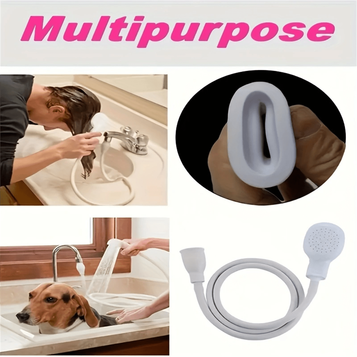 1pc Faucet Washing Hair Shower Pet Cat Dog Bath Faucet Sprayer, Multi