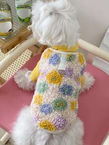 1 chiếc quần áo thú cưng họa tiết hoa lông cừu cho chó, áo vest, trang phục cho chó nhỏ, mèo, mùa thu/đông mới - Nhiều màu - Xem 2