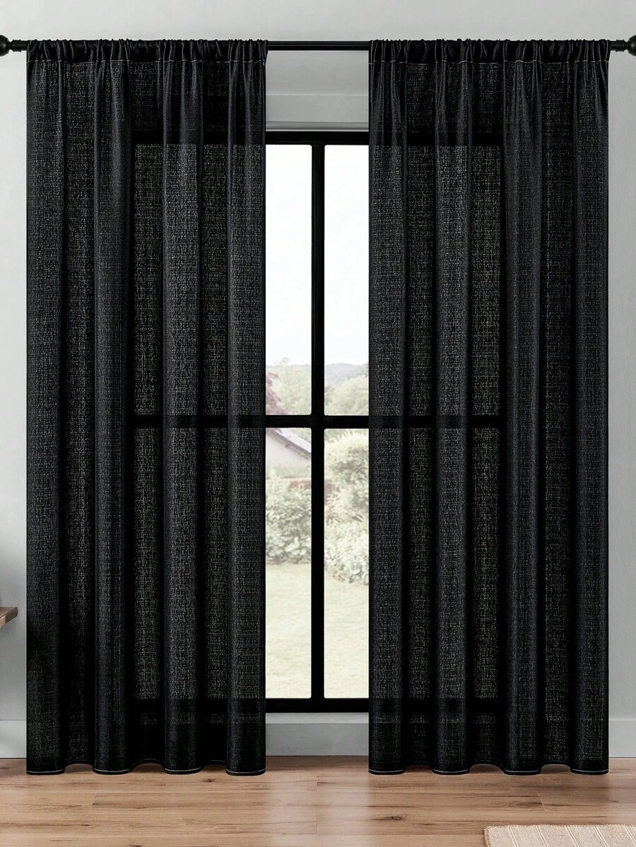 1pc Sheer Curtain, Solid Color Luxury Modern Minimalist Polyester Translucent Not See-Through Fabric, Softened Lighting, Suitable For Bedroom Living Room Balcony, Anti-UV Curtain With Rod