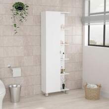 Urano Corner Linen Cabinet, Five External Shelves, Single Door, Four Interior Shelves -White - White - View 10