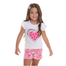 Cotton Blouse And Printed Bermuda Shorts Set For Women, Girls, Sizes 1 To 8 - 彩色 - 查看 6