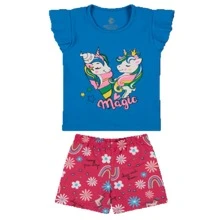 Cotton Blouse And Printed Bermuda Shorts Set For Women, Girls, Sizes 1 To 8 - 彩色 - 查看 8