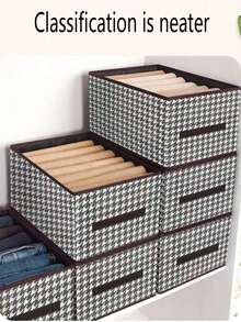 1 Pack - 1pc/2pcs/3pcs Bedroom Clothes Storage Basket, Pants Storage Organizer, Household Closet Clothes Organizer Basket, Household Garment Storage Box, Fabric Drawer Type Clothes, Pants Organizer Storage Box Drawer Wardrobe Organizer Closet Storage Quilted Bag Under Bed Organizer Box Drawer/Wardrobe Organizer/Closet Storage Clothes For Home Bedroom/Back To School/Dorm/For Sundries/Underwear/Bra/Clothes/Lingerie/Panties/Pants/Jeans/Socks/T-Shirt/Dress/Shoes/Foldable 6/7/11 Grids/Packing Essentials/Cover For Clothes Storage - Black and White - View 5