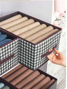 1 Pack - 1pc/2pcs/3pcs Bedroom Clothes Storage Basket, Pants Storage Organizer, Household Closet Clothes Organizer Basket, Household Garment Storage Box, Fabric Drawer Type Clothes, Pants Organizer Storage Box Drawer Wardrobe Organizer Closet Storage Quilted Bag Under Bed Organizer Box Drawer/Wardrobe Organizer/Closet Storage Clothes For Home Bedroom/Back To School/Dorm/For Sundries/Underwear/Bra/Clothes/Lingerie/Panties/Pants/Jeans/Socks/T-Shirt/Dress/Shoes/Foldable 6/7/11 Grids/Packing Essentials/Cover For Clothes Storage - Black and White - View 6