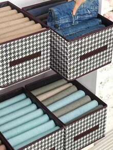 1 Pack - 1pc/2pcs/3pcs Bedroom Clothes Storage Basket, Pants Storage Organizer, Household Closet Clothes Organizer Basket, Household Garment Storage Box, Fabric Drawer Type Clothes, Pants Organizer Storage Box Drawer Wardrobe Organizer Closet Storage Quilted Bag Under Bed Organizer Box Drawer/Wardrobe Organizer/Closet Storage Clothes For Home Bedroom/Back To School/Dorm/For Sundries/Underwear/Bra/Clothes/Lingerie/Panties/Pants/Jeans/Socks/T-Shirt/Dress/Shoes/Foldable 6/7/11 Grids/Packing Essentials/Cover For Clothes Storage - Black and White - View 4