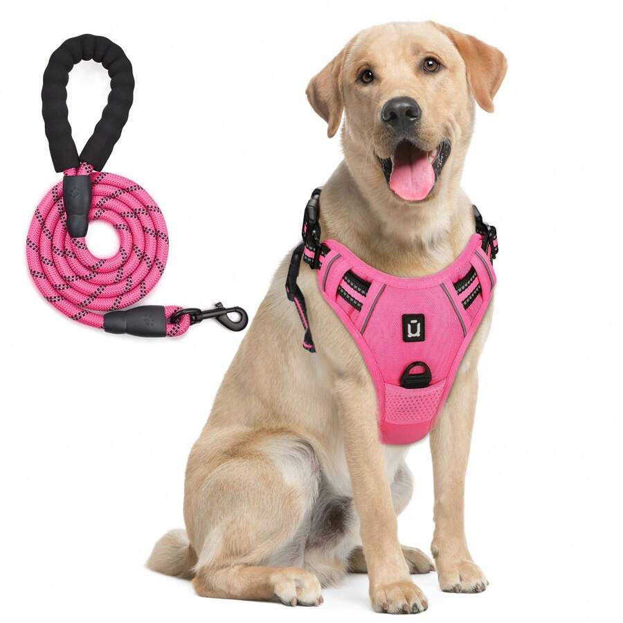 Dog Harness And Leash Combo, Escape Proof No Pull Vest Harness, With 5