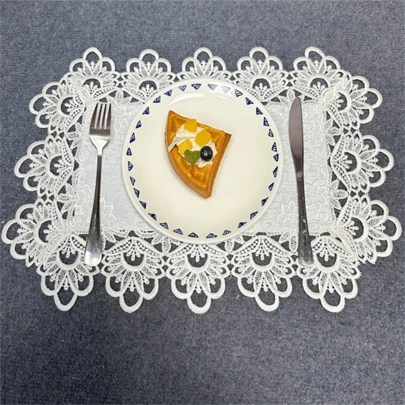1 pieza Camino de mesa rectangular blanco, decoración del hogar, vajilla elegante, tapete para desayuno/café, camino de mesa para Navidad y fiestas, decoración de mesa para bodas y fiestas.