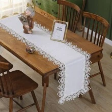 1 件长方形白色桌旗、家居装饰、优雅餐具、早餐/咖啡垫、圣诞节节日桌旗、婚礼派对节日桌面装饰 - 白色 - 查看 10