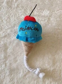 1個藍色的毛絨繩冰淇淋狗咬咬玩具,減緩無聊和清潔牙齒,適用於狗的日常使用 - 藍色 - 查看 2