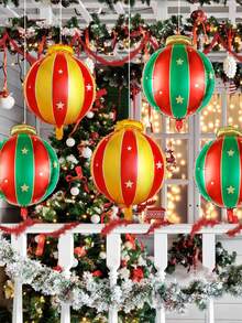 6 quả bóng bay lá nhôm treo Giáng sinh lớn màu đỏ và xanh lá cây, dùng để trang trí tiệc Giáng sinh, đồ trang trí cây thông Noel, đồ dùng tiệc năm mới theo chủ đề mùa đông, đồ trang trí treo trong nhà ngoài trời, Giáng sinh - Xem 4