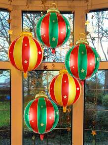 6 quả bóng bay lá nhôm treo Giáng sinh lớn màu đỏ và xanh lá cây, dùng để trang trí tiệc Giáng sinh, đồ trang trí cây thông Noel, đồ dùng tiệc năm mới theo chủ đề mùa đông, đồ trang trí treo trong nhà ngoài trời, Giáng sinh - Xem 1