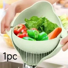 双层塑料滤网篮、厨房蔬菜清洗机、淘米漏勺、水果碗