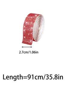 1pc Self-Adhesive Red Crystal Diamond Strip DIY Stick-On 2mm Rhinestones Suitable For Arts & Crafts, Phone, Car Decoration - Bright Red - View 17