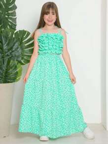 Milly Girls' Crepe Set - Skirt And Cropped Top: The Magic Of Stylish Childhood! - 薄荷綠 - 查看 2