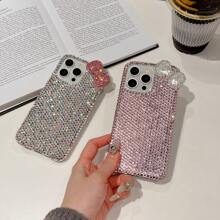 New Luxury Girl 3D Bow Rhinestone Phone Case Compatible With Apple 17 Pro Max, 16 Pro Max, 13/14/15, Shockproof And Elegant - Pink - View 5