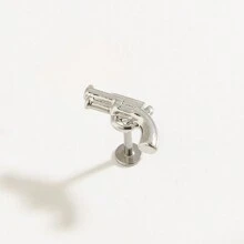 1pc Unique Titanium Steel Pistol Shape Earrings, Suitable For Women Daily Wear