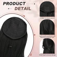 26" Long Ponytail Extension, Drawstring Ponytail Extension For Women Long Wavy Layered Pony Tails Hair Extensions Synthetic Clip In Ponytail Hairpiece For Women - màu đen - Xem 7