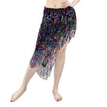 新款肚皮舞臀巾带亮片、流苏腰链，适合舞蹈节派对和初学者 - 彩色 - 查看 9