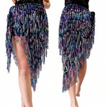 新款肚皮舞臀巾带亮片、流苏腰链，适合舞蹈节派对和初学者 - 彩色 - 查看 7