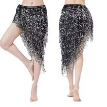 新款肚皮舞臀巾带亮片、流苏腰链，适合舞蹈节派对和初学者 - 彩色 - 查看 6