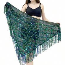 新款肚皮舞臀巾带亮片、流苏腰链，适合舞蹈节派对和初学者 - 彩色 - 查看 3