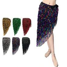 新款肚皮舞臀巾带亮片、流苏腰链，适合舞蹈节派对和初学者 - 彩色 - 查看 2