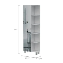 Urano Corner Linen Cabinet, Five External Shelves, Single Door, Four Interior Shelves -White - White - View 9