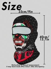 Musion 1 件装骷髅印花拉法帽防晒摩托车全脸面罩弹力滑雪面罩防紫外线颈套万圣节服装鬼面具适合骑行 - 綠色 - 查看 10