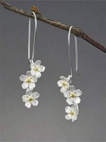 1 paire de boucles d"oreilles crochet style bohème à fleurs pour femme, bijou de fête de mariage