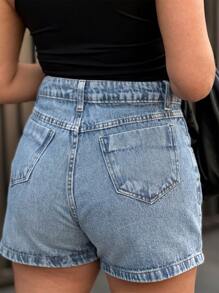 Women's High Waist Jeans Shorts Midi Skirt Colorful Ripped Skirt 131 - Rửa trung bình - Xem 2