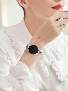 1pc 20mm/22mm Leather Chain Watch Band Compatible With Samsung Galaxy Watch 3 40mm/44mm, Galaxy Watch 5/5 Pro/4 40mm/44mm/46mm, Unisex - Black - View 6