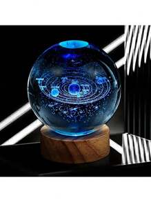 一颗3D雕刻的太阳系水晶球，一盏在银河系星空下漫步的彩色夜灯，一份桌面装饰的圣诞节情人节礼物，以及一个天文爱好者的生日派对 - 彩色光 - 查看 13