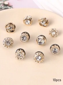 10pcs Women's Anti-Expose Brooch For Clothes Decoration With Hidden Button On Shirt Collar Casual Dress Accessories Pin For Clothes Bag Charm Backpack For School Office Accessories Shirts Jacket Jewelry Christmas Halloween Clothes Pin Funny Cute Teacher Gifts