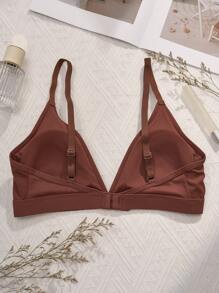 Women's Brown Triangle Cup Sexy & Comfortable Bikini Top, Removable Padding, Adjustable Straps, Ladies Underwear - Coffee Brown - View 8