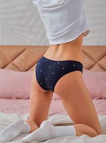 5pcs Low Waist Ribbed Floral & Polka Dot Print Seamless Ladies' Underwear Briefs - Multicolor - View 9