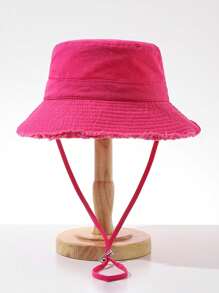 韩版宽边流苏细节太阳帽，适合夏季户外徒步防晒 - 玫紅色 - 查看 1