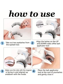 可重复使用的磁性双睫毛套装 - 轻松、自然、防水、无胶、易于佩戴、3D 假睫毛，配有涂抹器，可打造戏剧性的眼妆