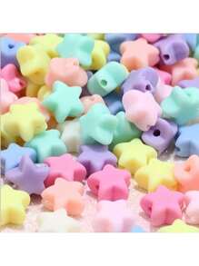 100/200/500pcs 15mm Acrylic Matte Pentagram Beads, Spring Colors, For DIY Handmade Bracelets And Necklaces, Educational Beads To Promote Intellectual Development