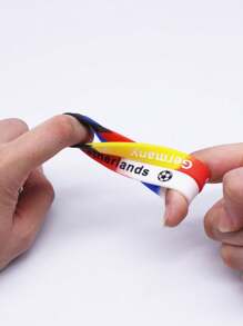 4pcs/Set Silicone Wrist Bands With Various National Flag Colors And Football Decor - National Flag Color Silicone Bracelet - View 4