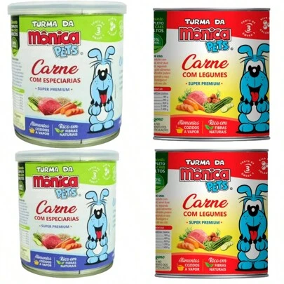 KIT COMIDINHA TURMA DA MONICA 4 LATAS PARA CÃES 280G CADA