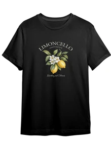 Women's 100% Cotton T-Shirt Minimalist Print T-Shirt Limone - 黑色 - 查看 2