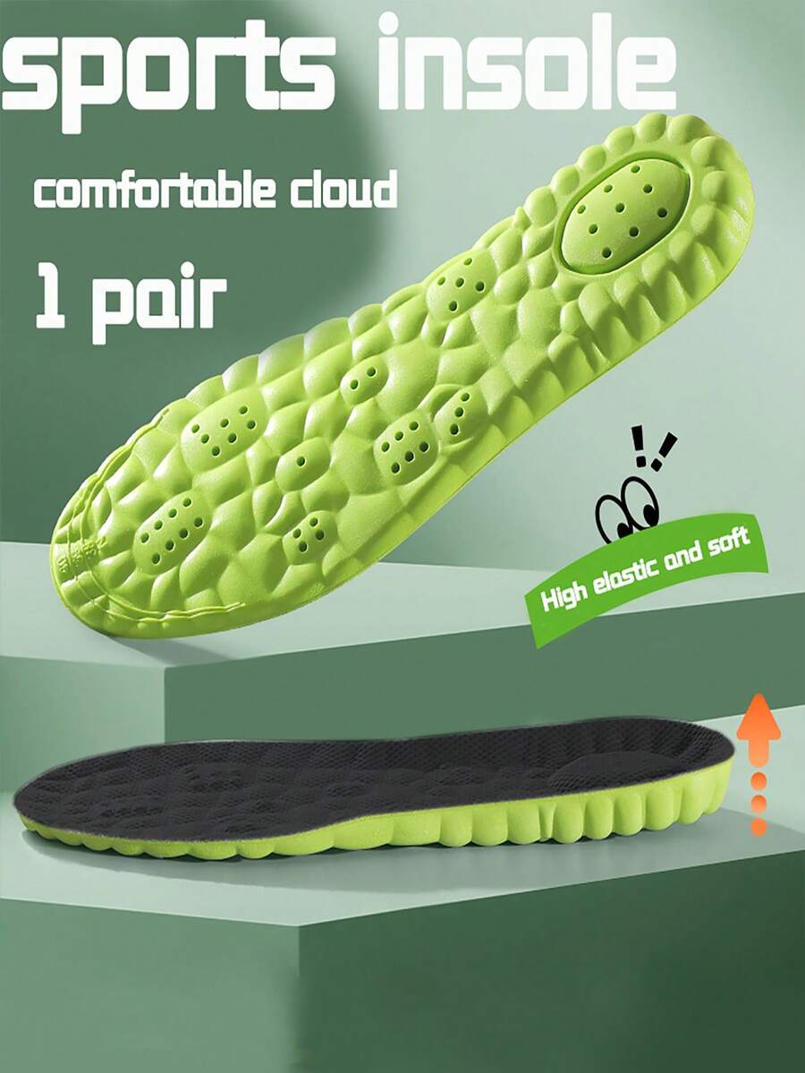 1 Pair Green & Black EVA Material CloudLike Thick Insole, Plus Size