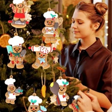 一套 8 件姜饼人 3 英寸高圣诞树装饰品：在圣诞节给您的圣诞树装饰增添一丝甜蜜！ - 彩色 - 查看 2