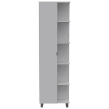 Urano Corner Linen Cabinet, Five External Shelves, Single Door, Four Interior Shelves -White - White - View 11