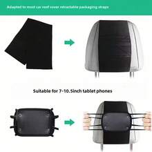 360° 可旋转硅胶汽车头枕支架，适用于平板电脑和游戏设备 - 黑色 - 查看 9