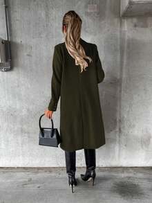 1pc Women's Casual Solid Color Jacket For Autumn/Winter - Army Green - View 3