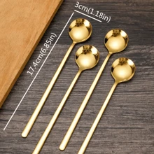 Cucharilla de café de 6,85 pulgadas color espresso, cuchara de mezcla de acero inoxidable, cucharilla de té, cucharilla larga para té helado, juego de cubertería - Multicolor - Ver 2