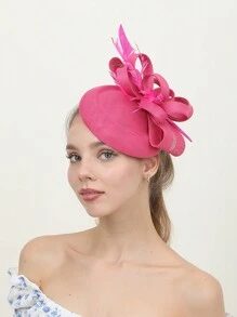 1pc Feathery Striped Bohemian Elegant Court Style Polyester Fiber Face Veil Hair Accessory, Suitable For Weddings, Festivals, And Tea Parties Mini Hats Tiny Hats Derby Hat Fascinator Mini Top Hat Mini Cap, School Stuff, College, Gifts