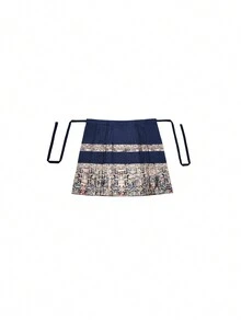 Spring Vintage Chinese Style Elegant Blue Floral Han Elements Ming Dynasty Horse-Face Skirt For Chinese Newyear, Daily, Street, Commuting, Home And Other Occasions To Wear Chinese Dress Hanfu Bottoms - Blue - View 5