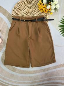 Women's Bermuda Shorts With Zilpel Belt And Bag - 棕色 - 查看 1